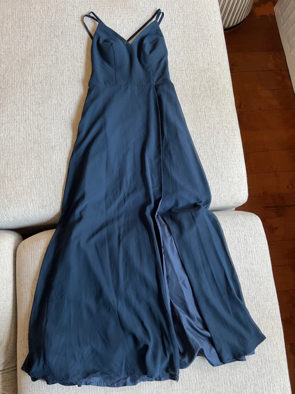 Azazie Anna dark Navy Blue Spaghetti-Strap bridesmaid dress